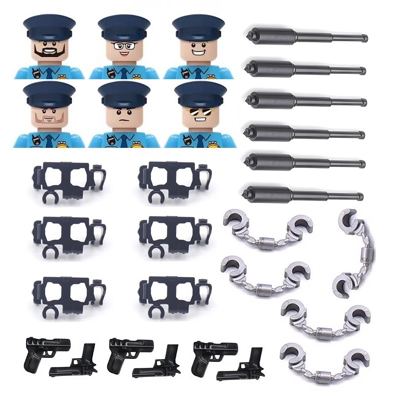 6개/세트, 미국 도시 경찰 수갑, 권총, 군용, MO - Lego Set Creator 리뷰 및 가격